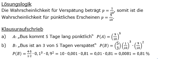 Stochastik Binomialverteilung Lösungen zum Aufgabensatz 3 Blatt 1/1 Grundlagen (Graphik A1103L01)/© by www.fit-in-mathe-online.de