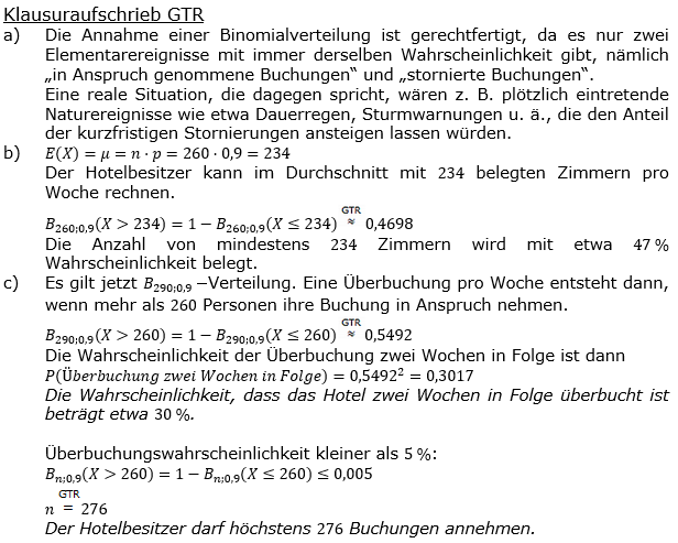 Stochastik Binomialverteilung Lösungen zum Aufgabensatz 5 Blatt 2/3 Fortgeschrittten Bild 2 (Graphik A2320L02)/© by www.fit-in-mathe-online.de