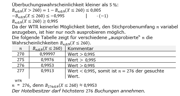 Stochastik Binomialverteilung Lösungen zum Aufgabensatz 5 Blatt 2/3 Fortgeschrittten Bild 4 (Graphik A2320L04)/© by www.fit-in-mathe-online.de