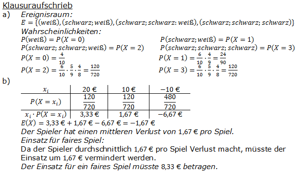 Stochastik Erwartungswert Lösungen zum Aufgabensatz 7 Blatt 1/2 Grundlagen (Graphik A1215L01)/© by www.fit-in-mathe-online.de