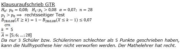 Stochastik Signifikanztest Lösungen zum Aufgabensatz 2 Blatt 3/1 Expert Bild 1 (Graphik A3102L01)/© by www.fit-in-mathe-online.de