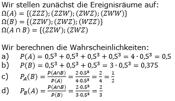 Stochastik Bedingte Wahrscheinlichkeit Lösungen zum Aufgabensatz 1 Blatt 1/1 Grundlagen Bild 1 (Graphik A1101L01)/© by www.fit-in-mathe-online.de