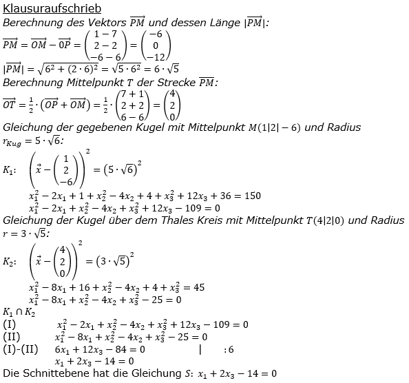 Kreis und Kugel Lösungen zum Aufgabensatz 1 Blatt 3/1 Expert Bild 3/© by www.fit-in-mathe-online.de